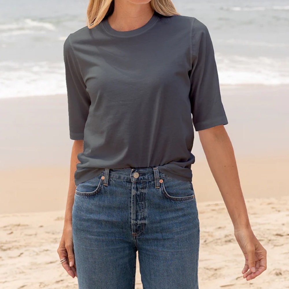 Classic T-shirt company, Dark Gray Women's Top made in USA 🇺🇸 organic cotton! - Picture 1 of 16